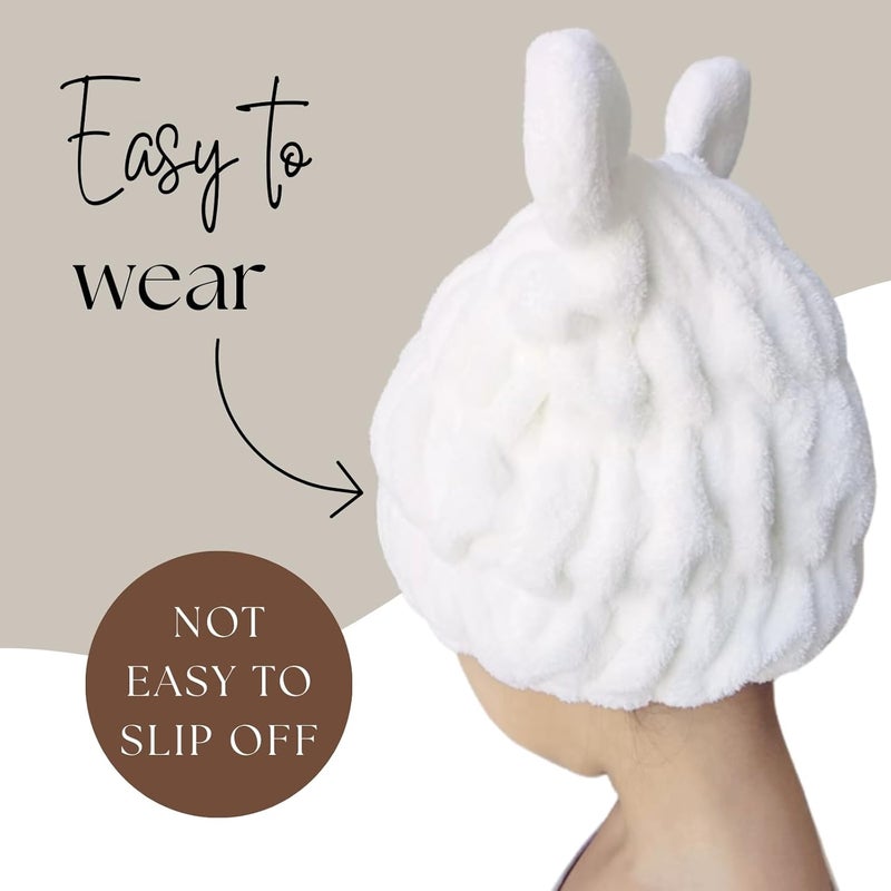 LCBD Microfiber Hair Towel Wrap for Kids, Snow Bear Dry Hair Cap Suck Water, Absorbent Quick Girls Boys Hair Drying Towel, Lightweight Bouncy Hat Headscarf - Image 2